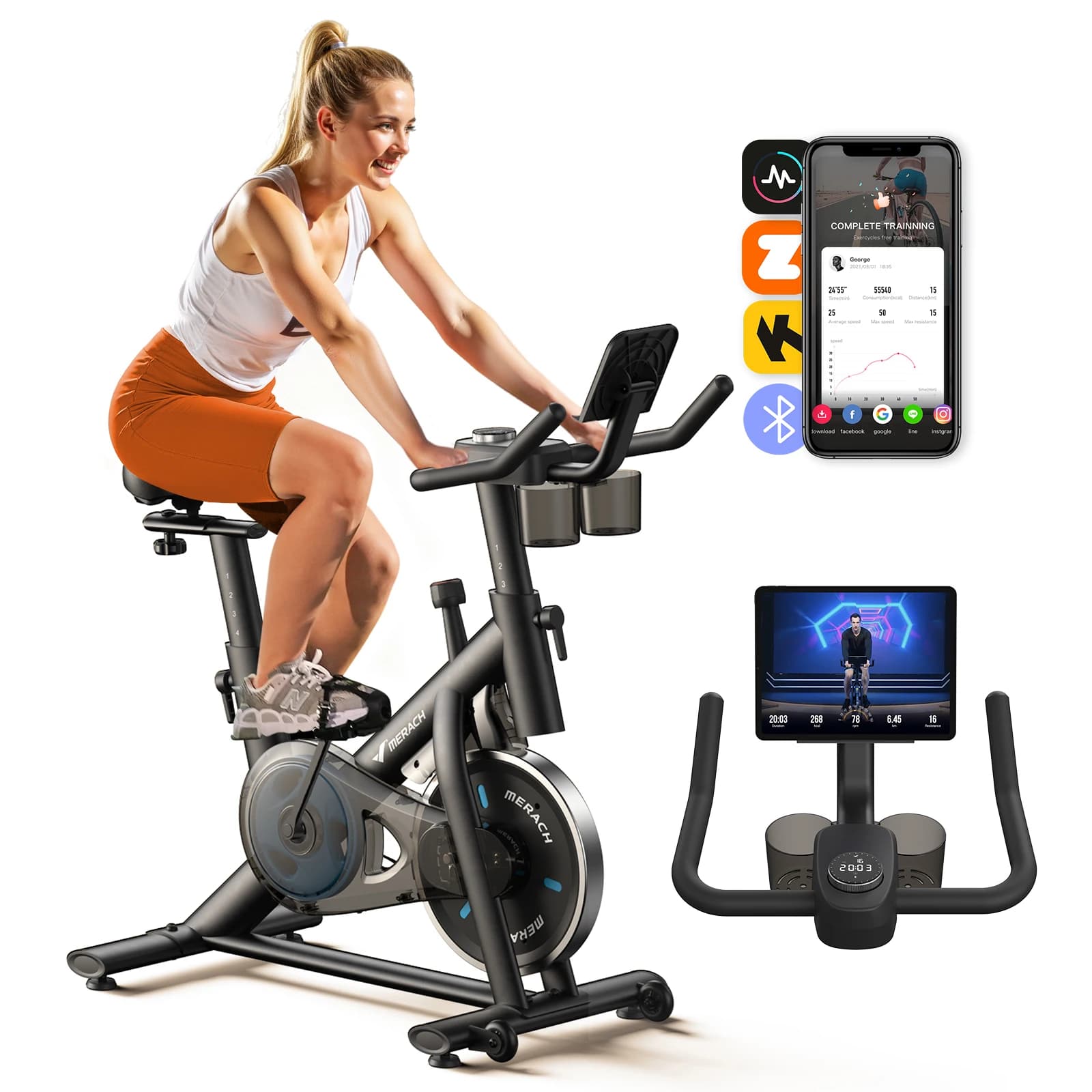 MERACH rower treningowy S26B1, cichy, Bluetooth