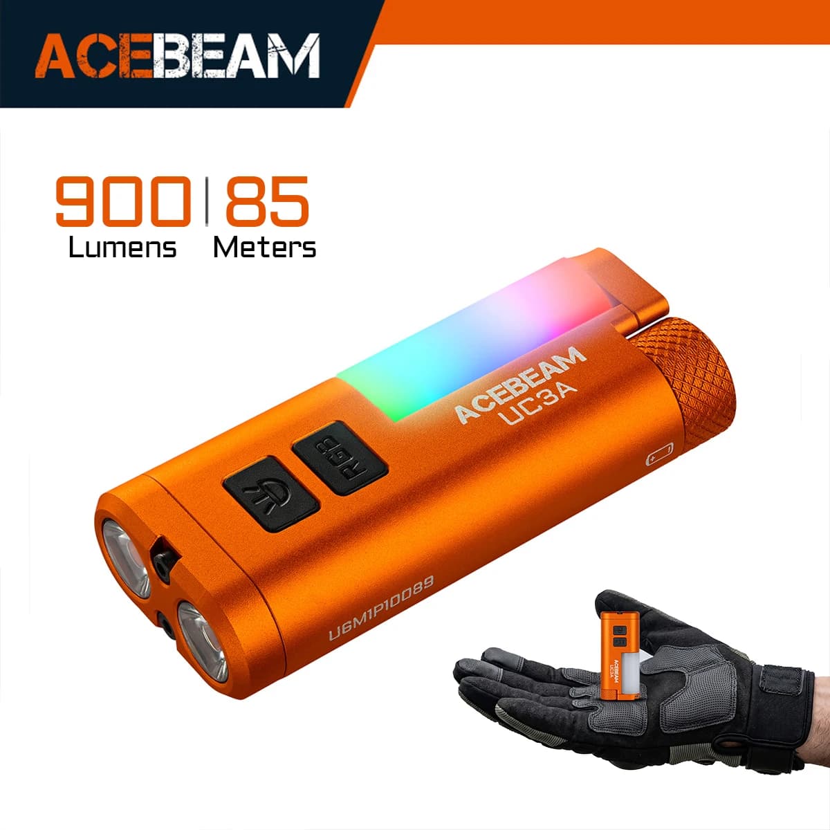 Latarka EDC ACEBEAM UC3A, ładowalna, szeroki zakres napięć (1.2-4.8V), latarka LED z funkcją oświetlenia kempingowego, magnetyczna, wielofunkcyjna, dla psów.