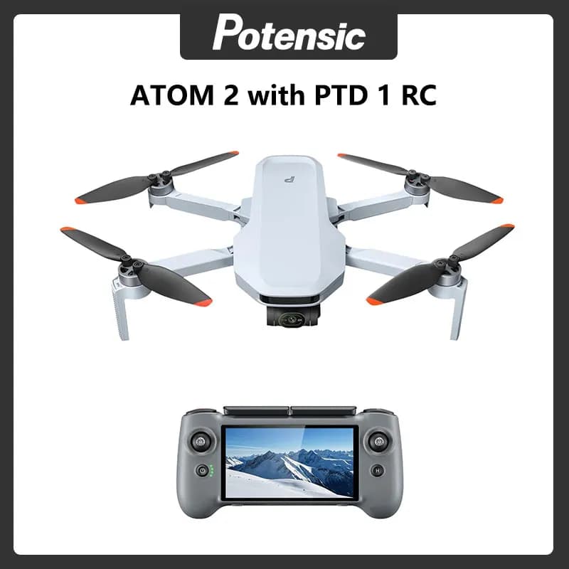Dron Potensic C0 ATOM 2 z pilotem PTD 1, nagrywanie wideo 4K, zdjęcia 8K, zasięg 10 km, nagrywanie pionowe 2.7K, tryb nocny AI, śledzenie AI