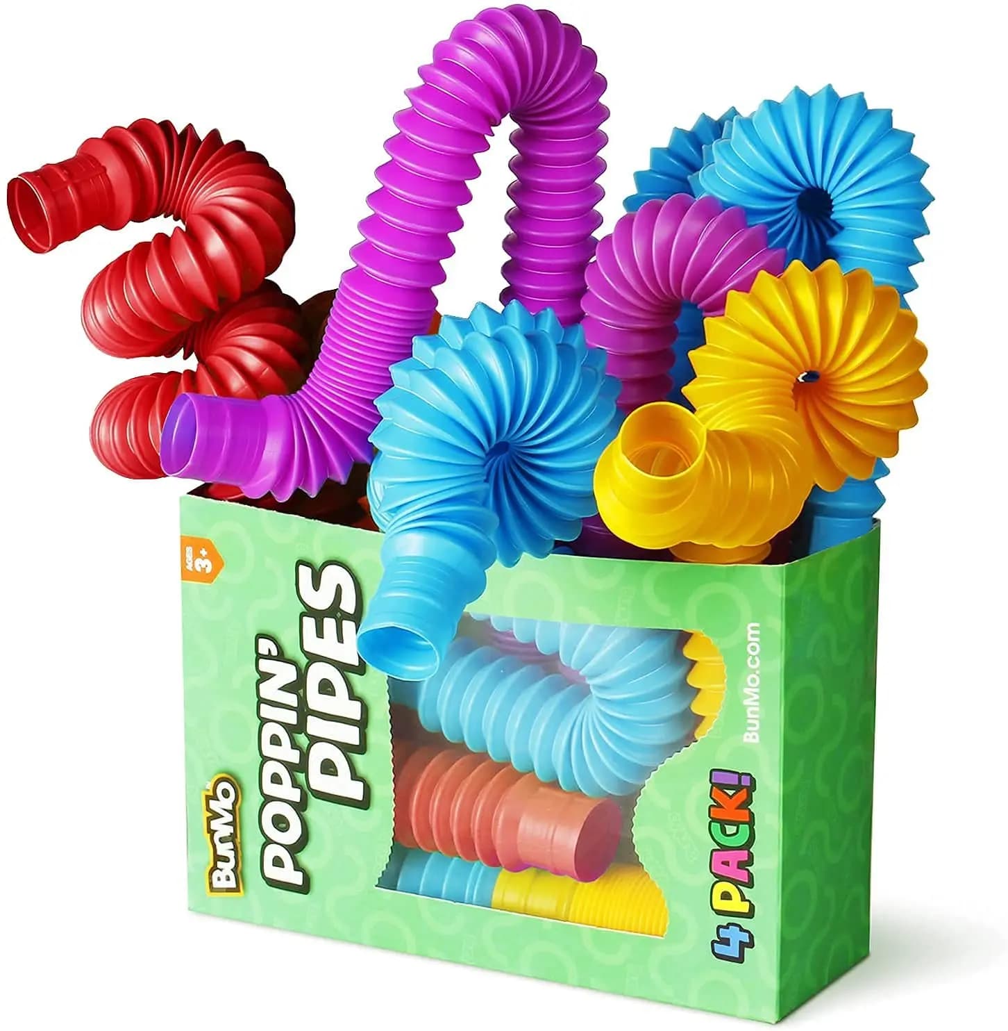 4-pak Mini Pop Tube Sensoryczna zabawka Fidget Kolorowe, wytrzymałe do budowy budowlania Zabawki edukacyjne na stres Autyzm ADHD