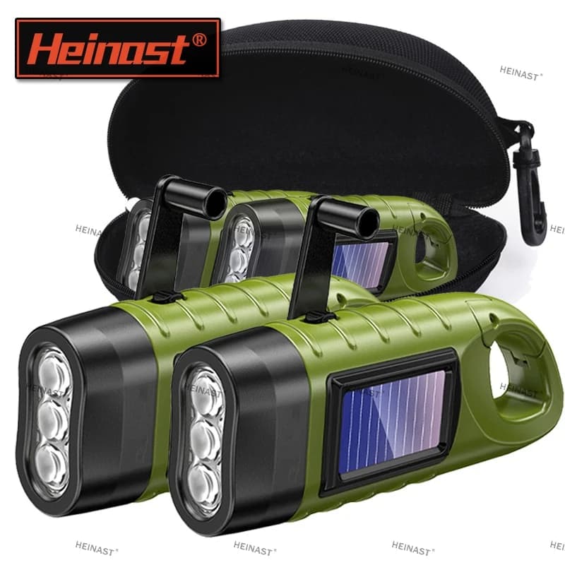 Zewnętrzna latarka LED z dynamem ręcznym, solarnym i korbowym, latarka ręczna z korbowaniem, lampa kempingowa do użytku na zewnątrz i w domu.