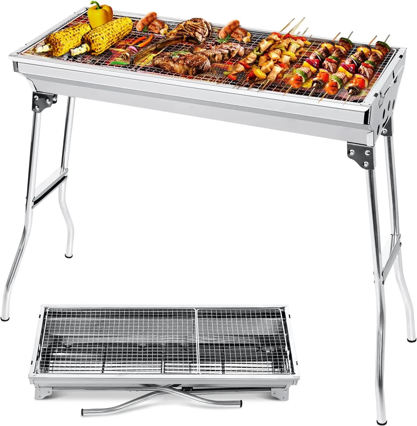 Grill węglowy BBQ Przenośny Składany Stalowy Piknikowy Podróżny Ogrodowy Kempingowy