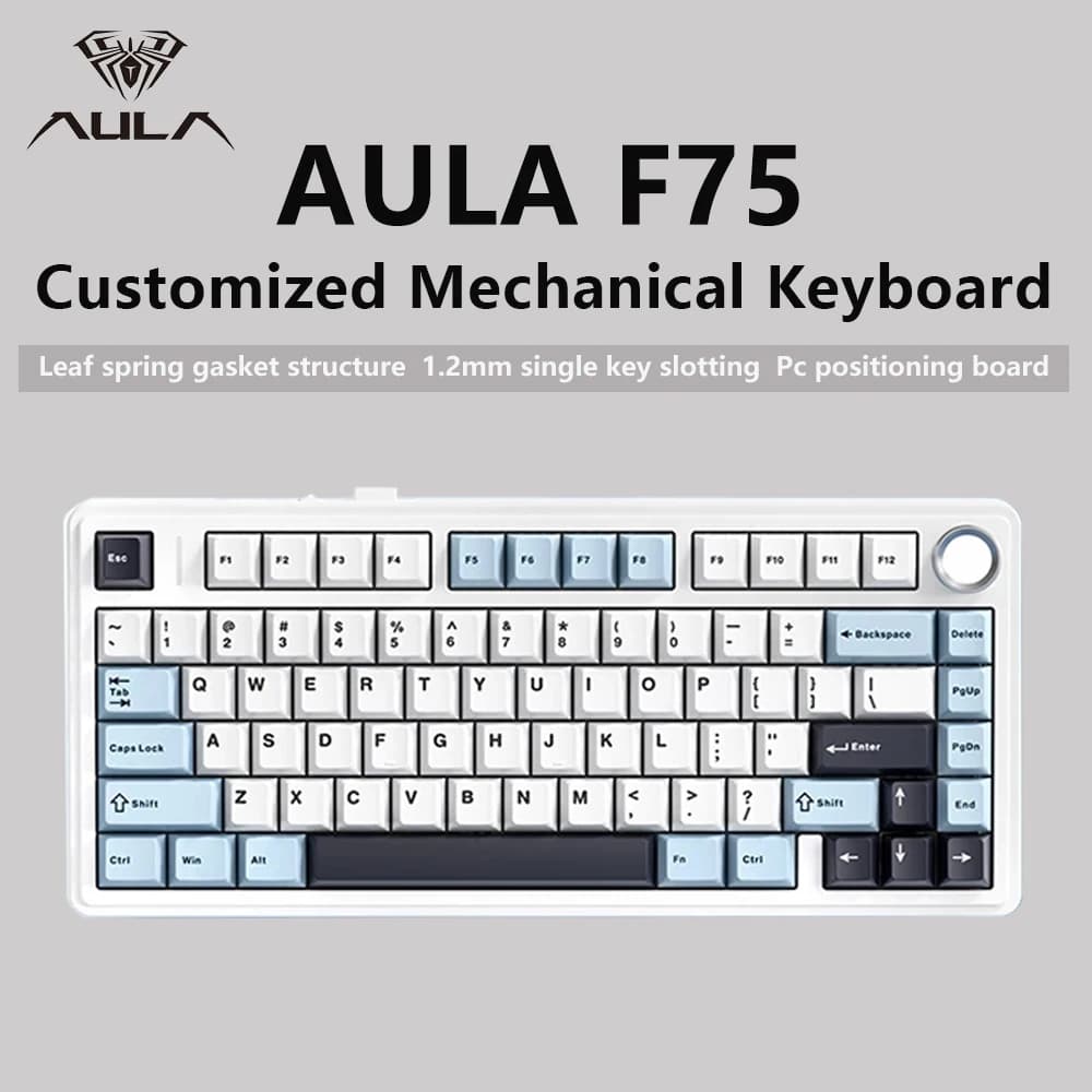 Klawiatura mechaniczna AULA F75 – bezprzewodowa 2.4G/Bluetooth, układ 75%, RGB