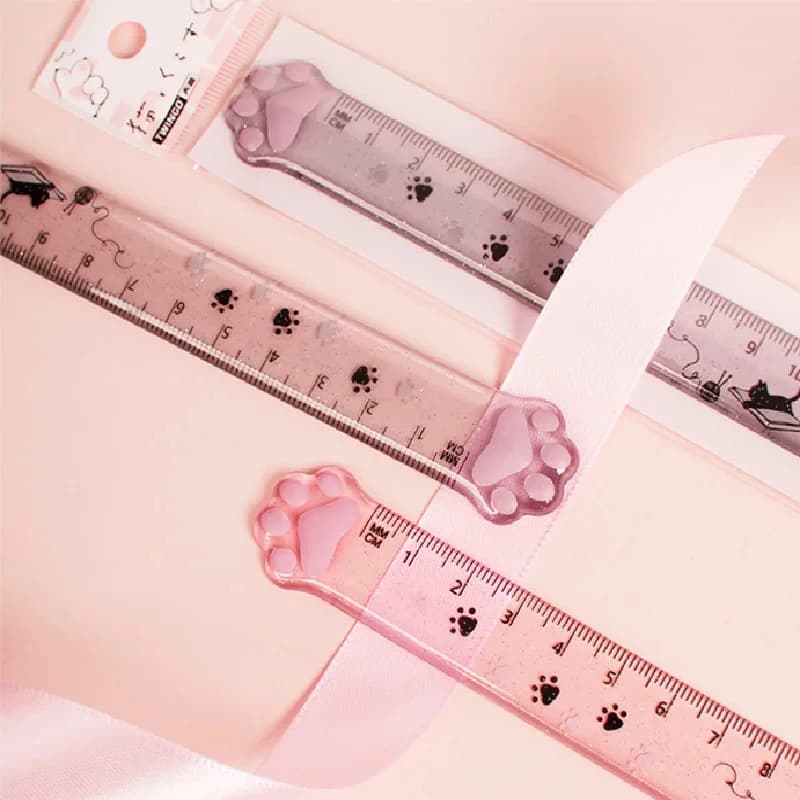 Linijka Kocia Łapka 15 cm – kawaii linijka szkolna