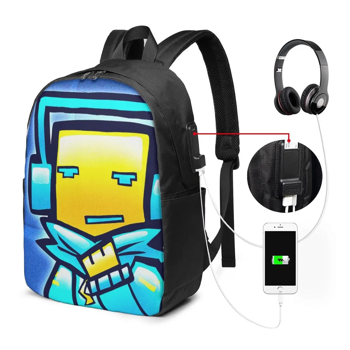 Plecak Geometry Dash na laptopa – torba podróżna dla studentów