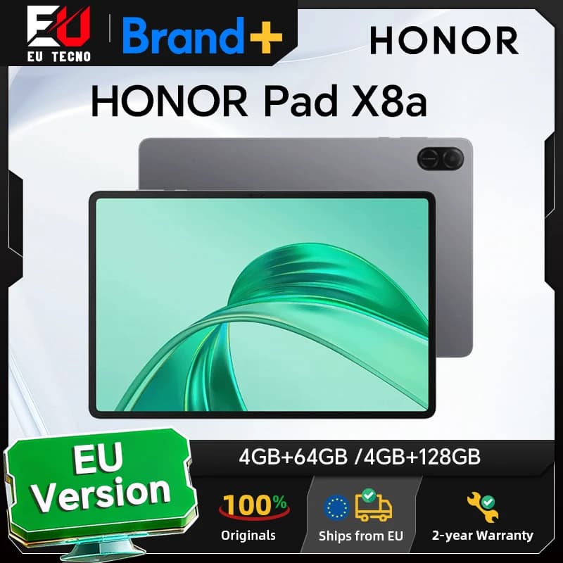 Tablet HONOR Pad X8a, wersja europejska, 11-calowy ekran o wysokiej częstotliwości odświeżania i komfortowym odcieniu barw, bateria 8300 mAh, czterogłośnikowy zestaw głośników o dużej amplitudzie.
