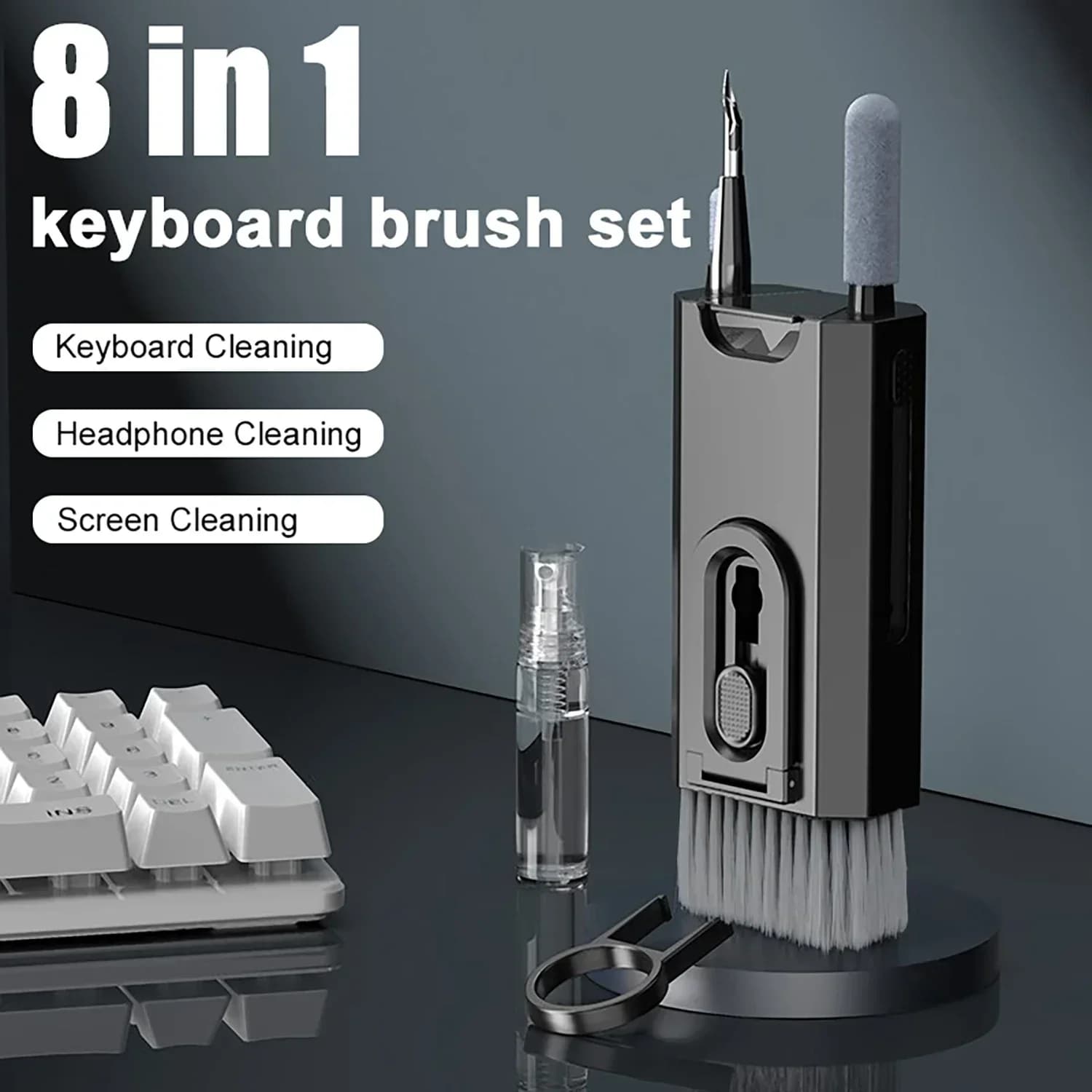 Zestaw czyszczący 8 w 1 Szczotka do czyszczenia klawiatury komputerowej Pióro do czyszczenia słuchawek Narzędzia do czyszczenia telefonu IPad Ściągacz klawiszy
