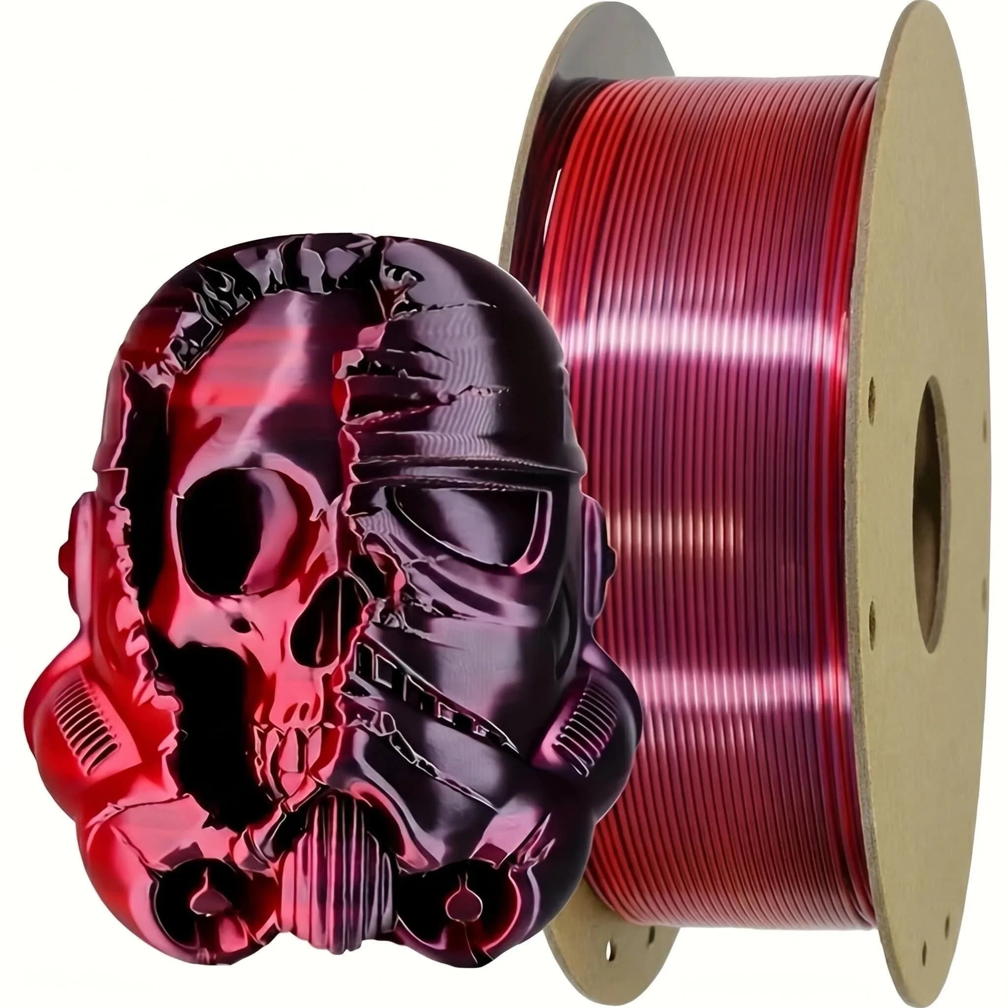 Filament do drukarki 3D PLA w kolorze jedwabiu, 0,25 kg, dwukolorowy lub trójkolorowy błyszczący filament PLA, średnica 1,75 mm, 360 °   Spin wprowadza do rynku różnorodne kolory.