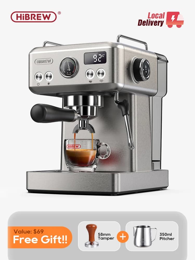 HiBREW 20Bar półautomatyczny ekspres do kawy Espresso regulacja temperatury 58mm Portafilter ekspres do kawy na zimno/gorąca metalowa obudowaH10A