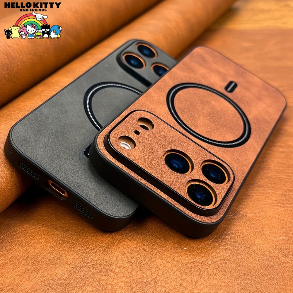 Magnetyczne etui ze skóry ekologicznej do iPhone – ochrona aparatu, ładowanie bezprzewodowe