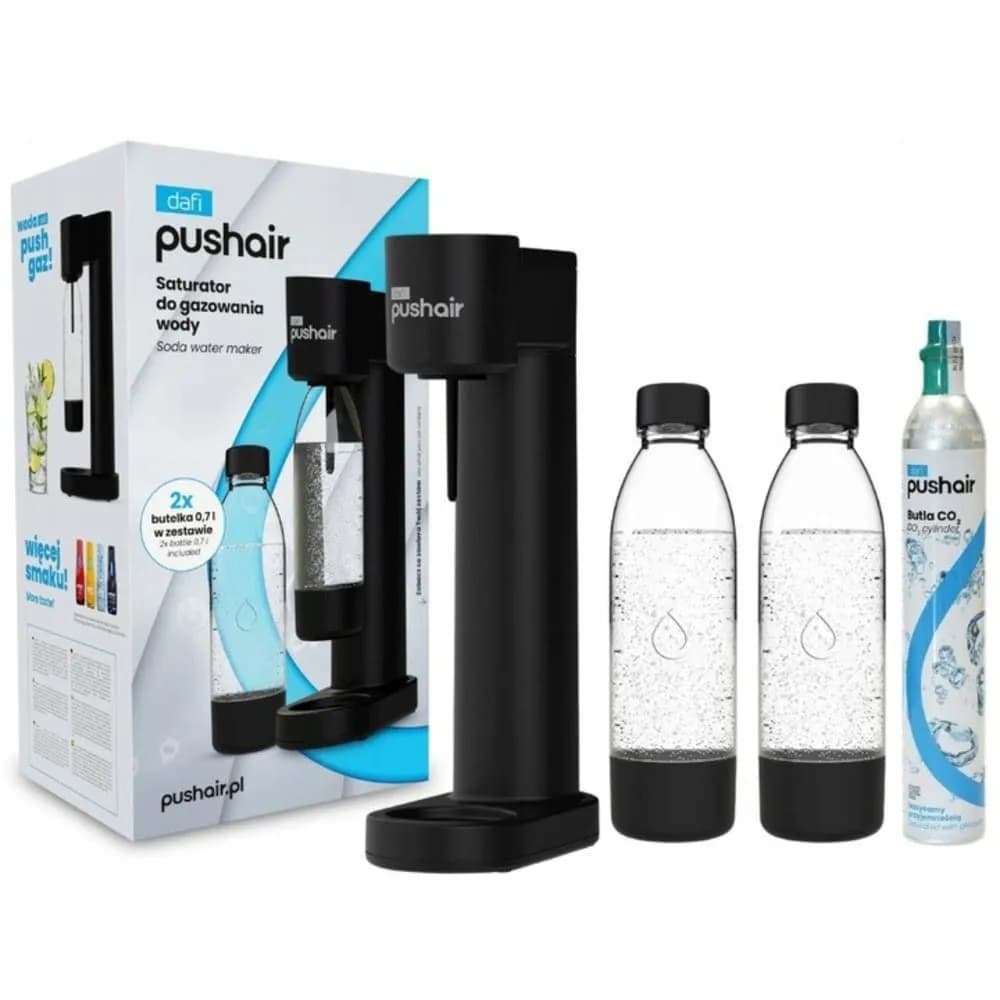 Saturator do wody Dafi PushAir + 2 x butelka 0,7 L + nabój CO2 zestaw