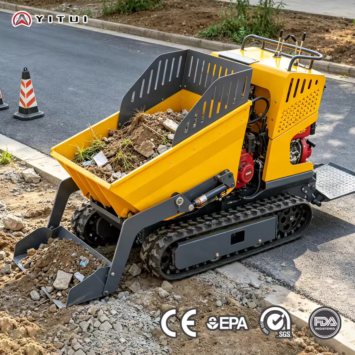Hydrauliczny wywrot i łyżka samozaładowcza