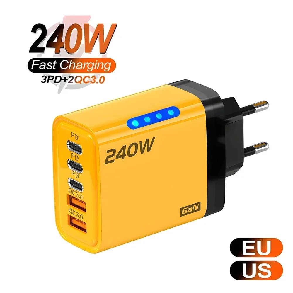 Ładowarka GaN PD 240W — szybkie ładowanie wieloportowe do iPad, iPhone, Samsung, Huawei, Xiaomi