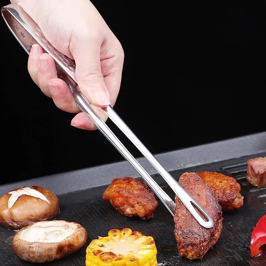 Długie szczypce kuchenne ze stali nierdzewnej, antypoślizgowe, odporne na ciepło, szczypce do grillowania BBQ do steków, owoców morza, bufetów, sałatek, narzędzia do gotowania.